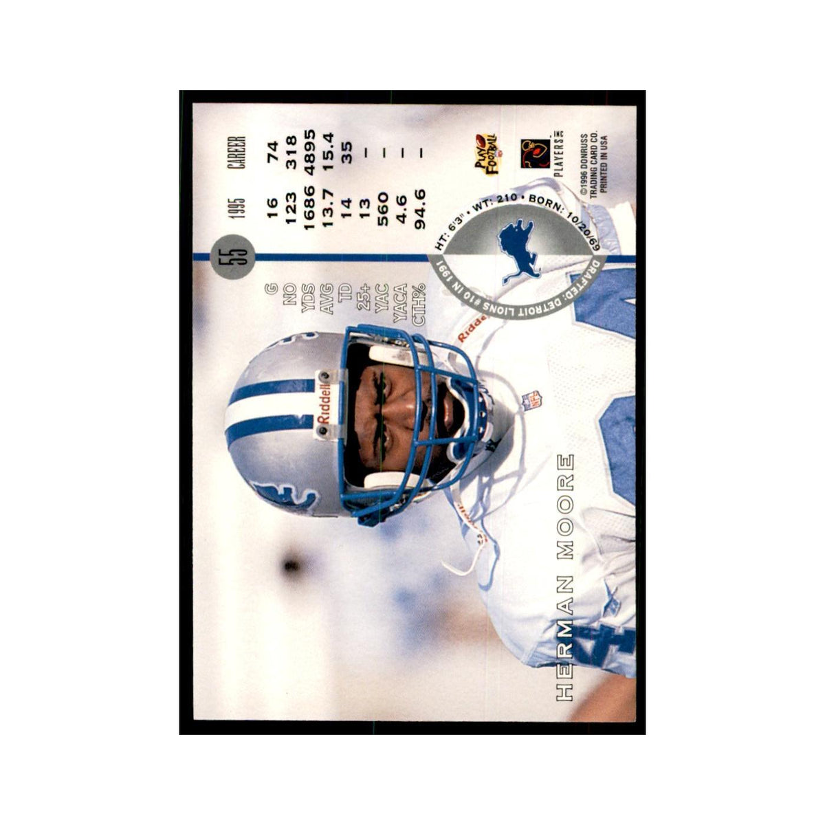 1996 Leaf Herman Moore Lions #55