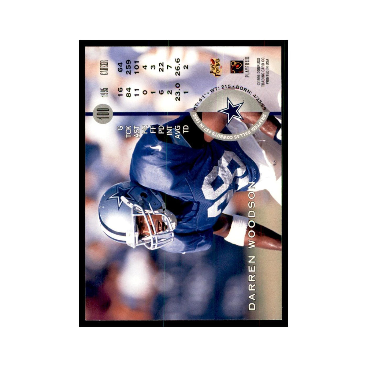 1996 Leaf Darren Woodson Cowboys #100