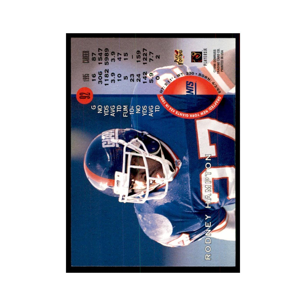 1996 Leaf Rodney Hampton Giants #92