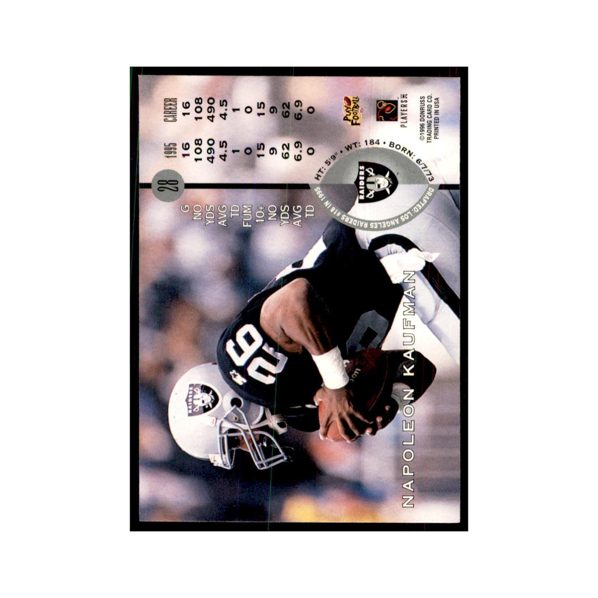 1996 Leaf Napoleon Kaufman Raiders #28