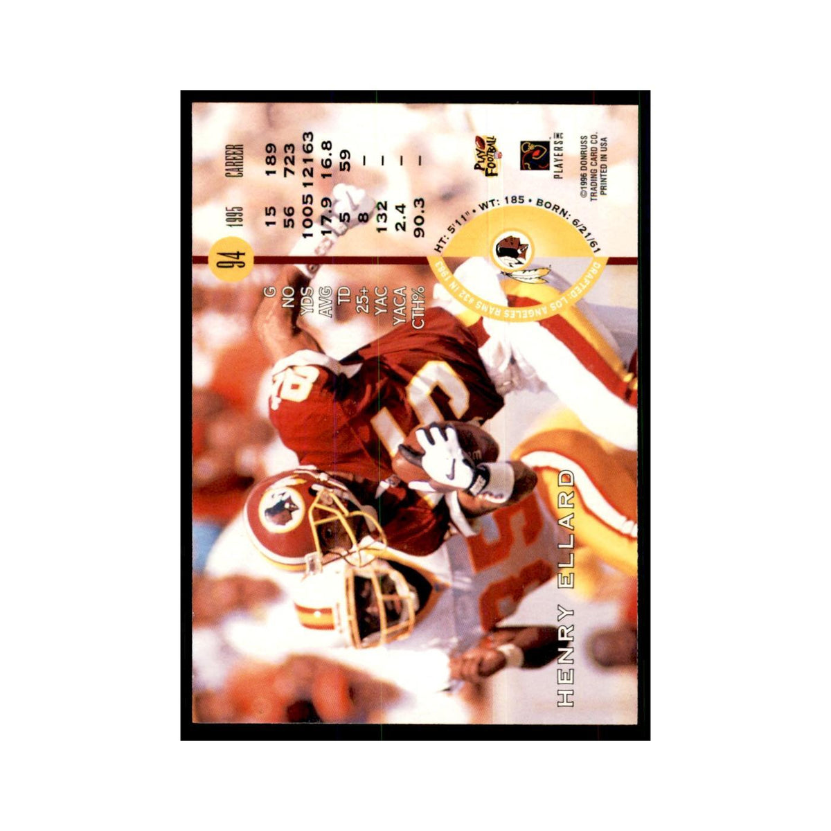 1996 Leaf Henry Ellard Redskins #94