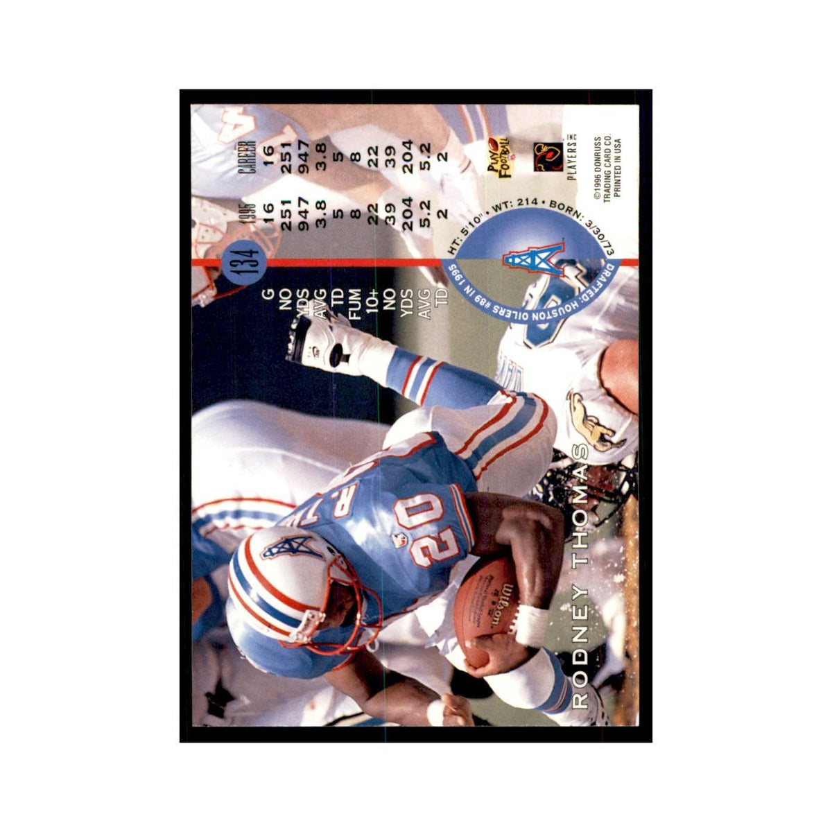 1996 Leaf Rodney Thomas Houston Oilers #134