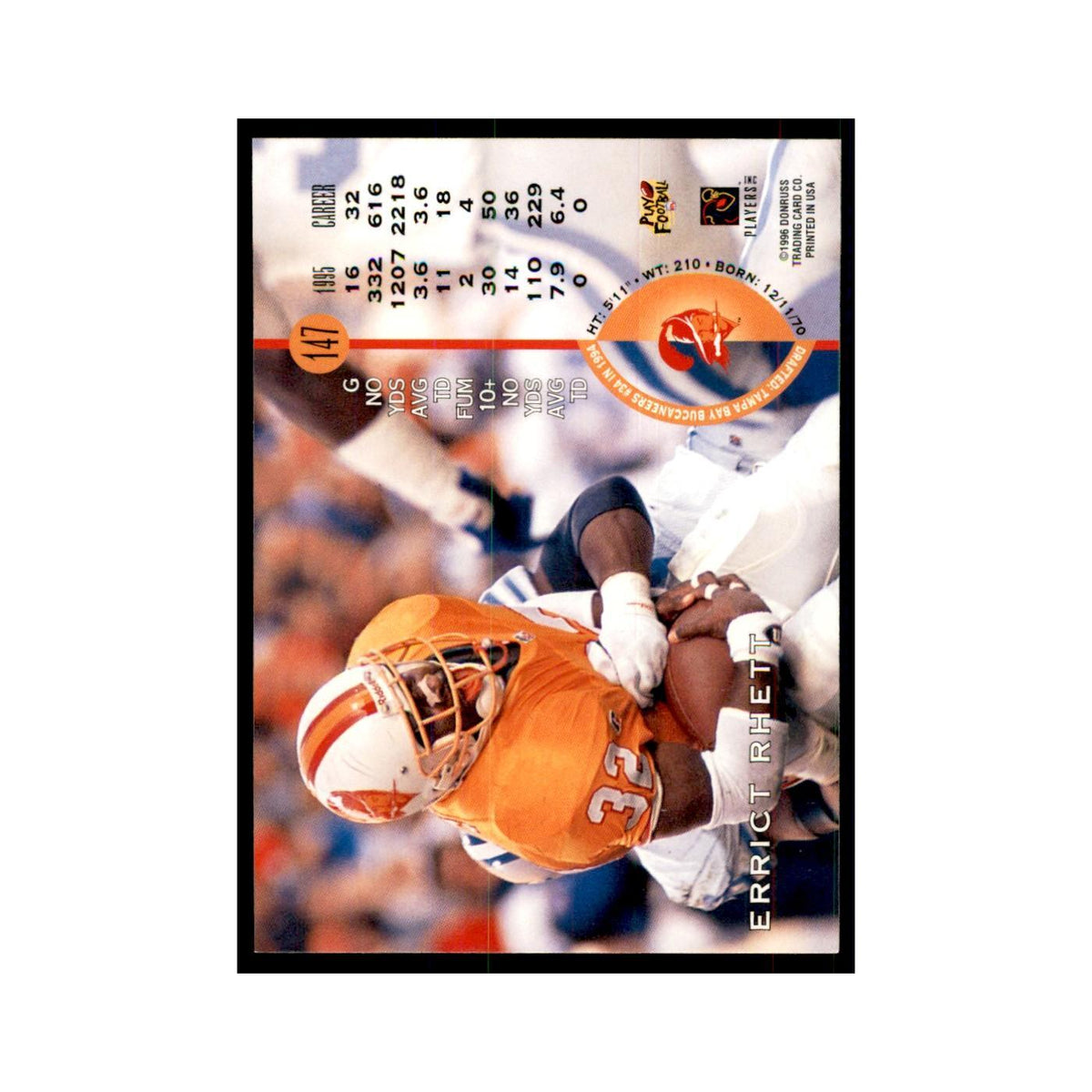 1996 Leaf Errict Rhett Buccaneers #147