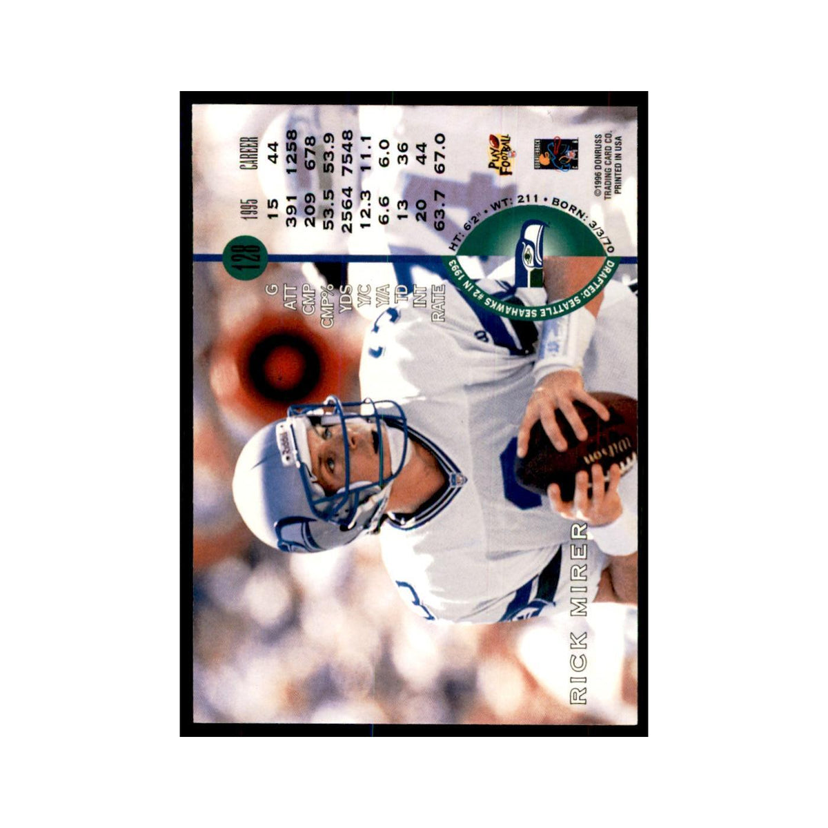 1996 Leaf Rick Mirer Seahawks #128
