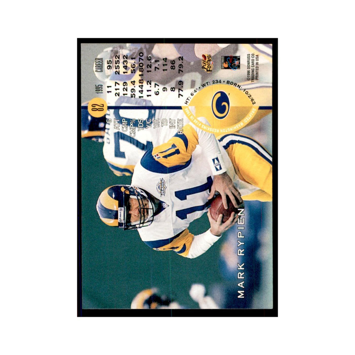 1996 Leaf Mark Rypien St. Louis Rams #82