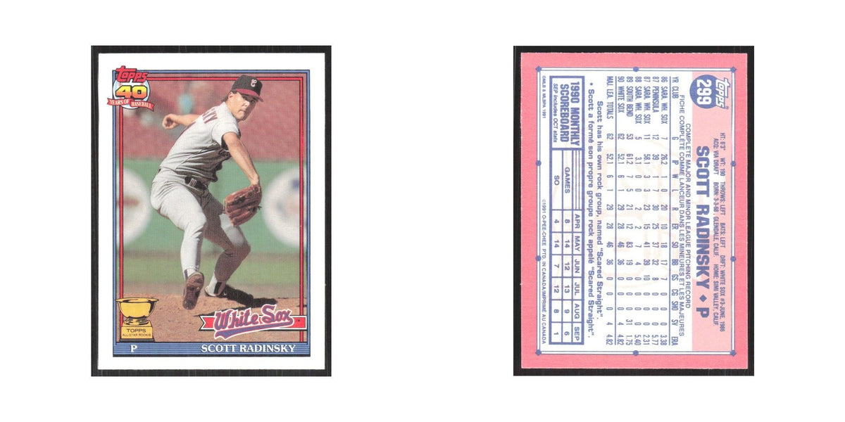 1991 O-Pee-Chee Scott Radinsky RC Gold Cup White Sox #299