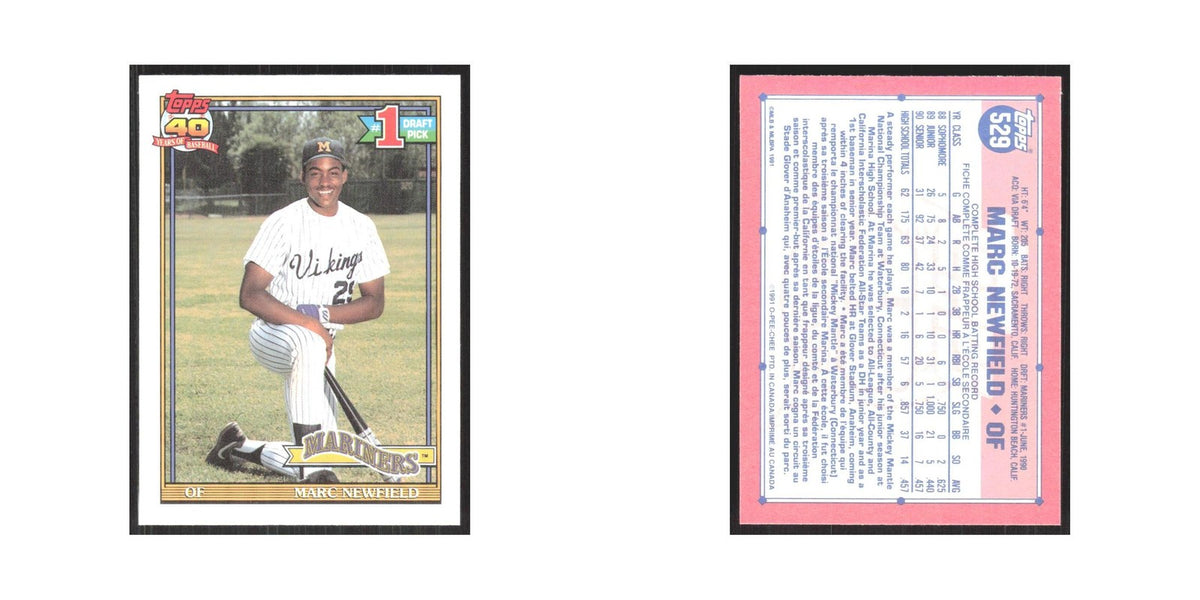 1991 O-Pee-Chee Marc Newfield RC Mariners #529
