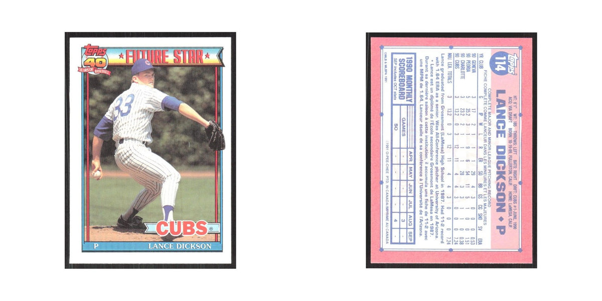 1991 O-Pee-Chee Lance Dickson RC Cubs #114