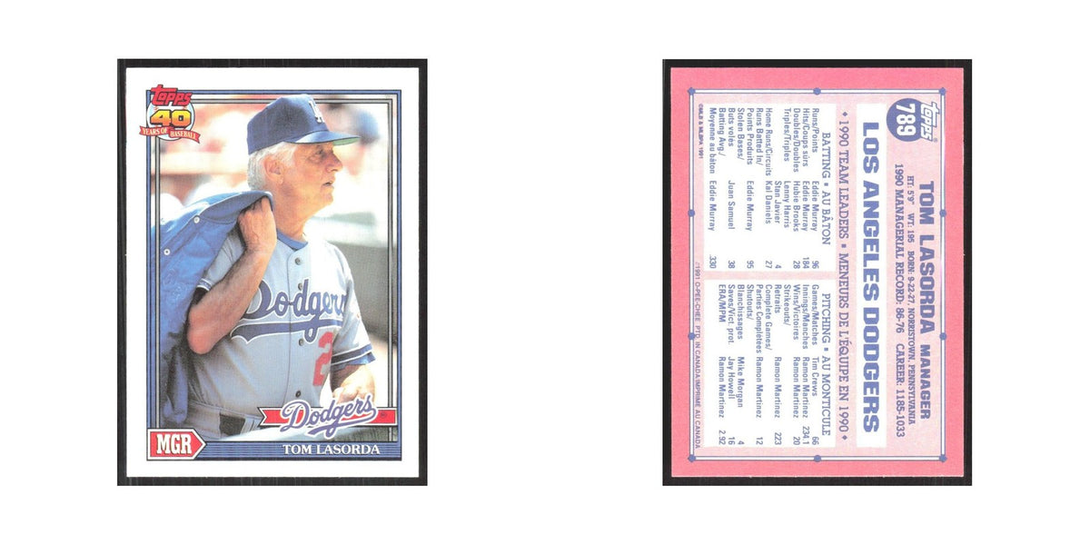1991 O-Pee-Chee Tommy Lasorda Dodgers #789
