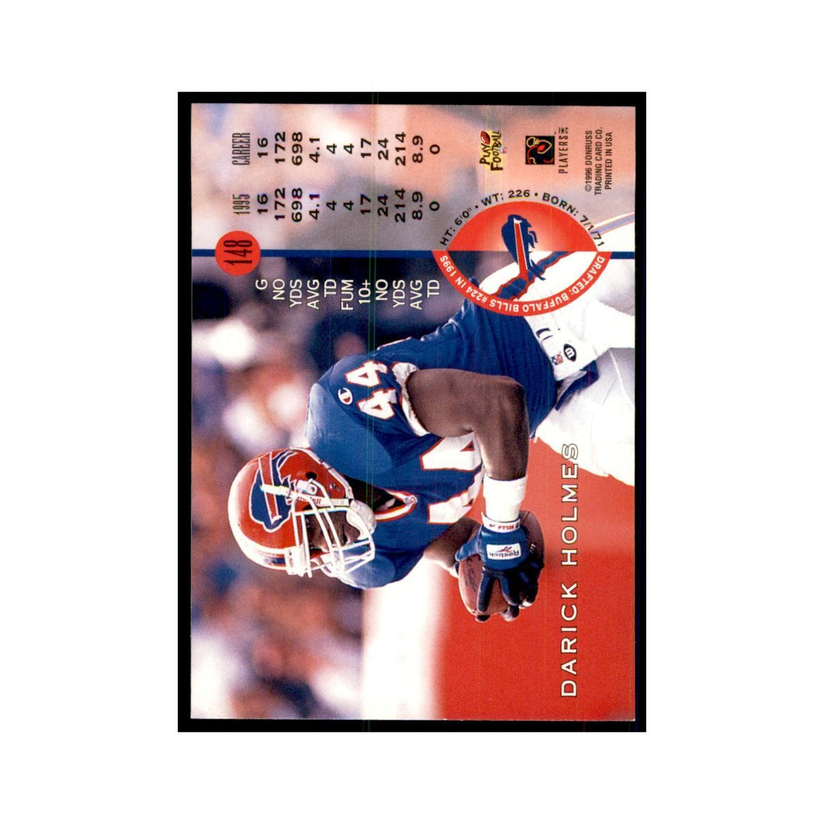 1996 Leaf Darick Holmes Bills #148