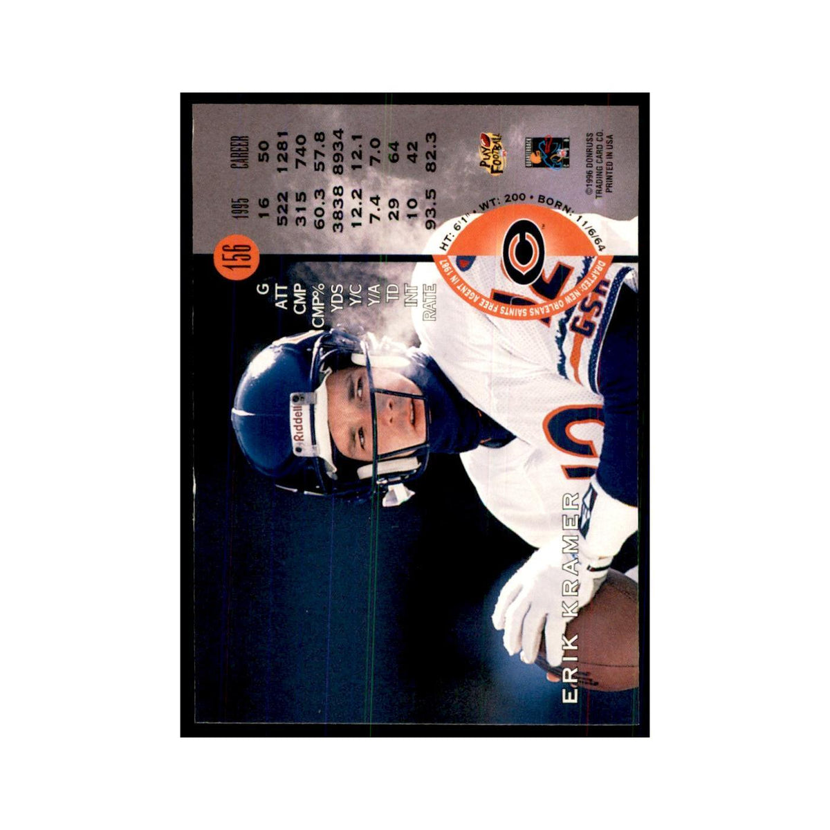 1996 Leaf Erik Kramer Bears #156