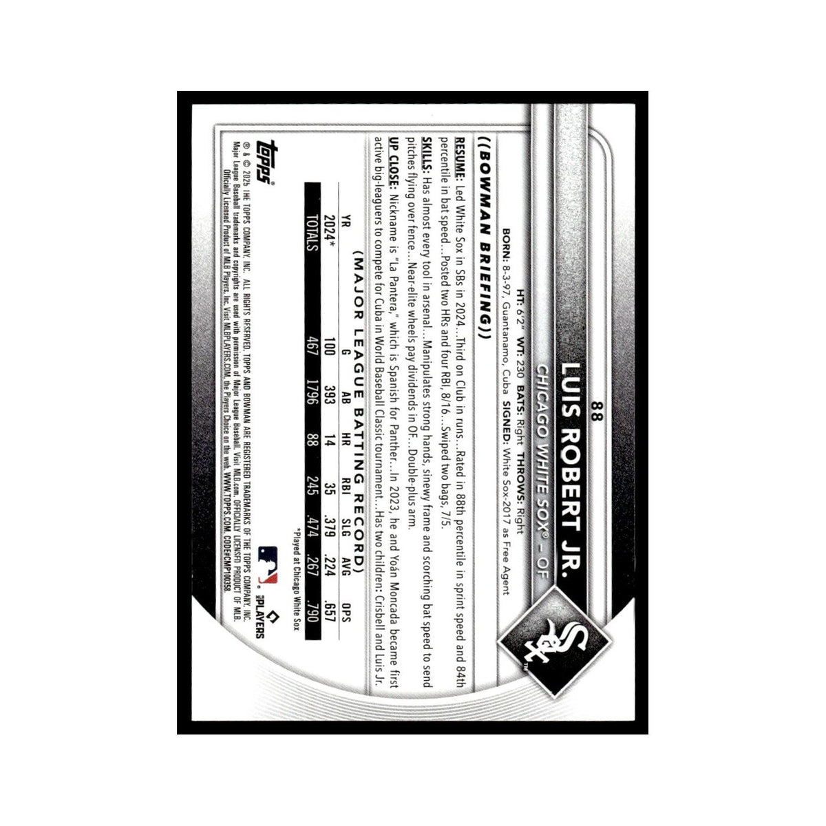 2025 Bowman Luis Robert Jr. White Sox #88