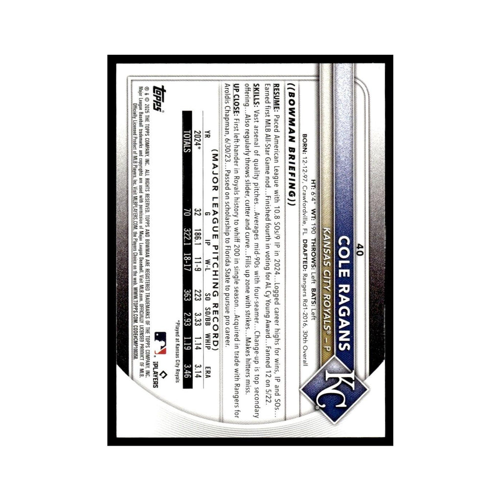 2025 Bowman Cole Ragans Royals #40