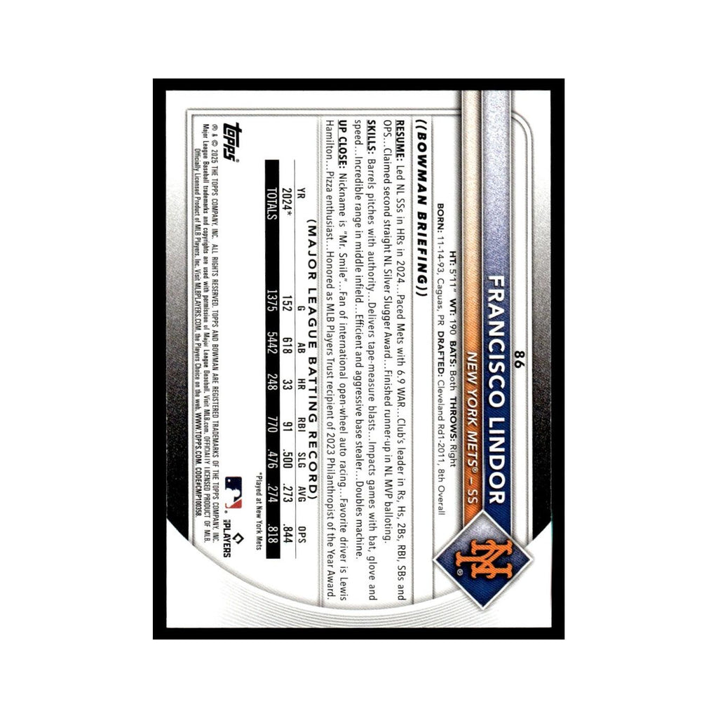 2025 Bowman Francisco Lindor Mets #86
