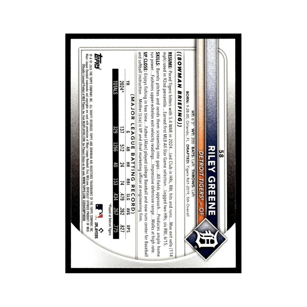 2025 Bowman Riley Greene Tigers #58