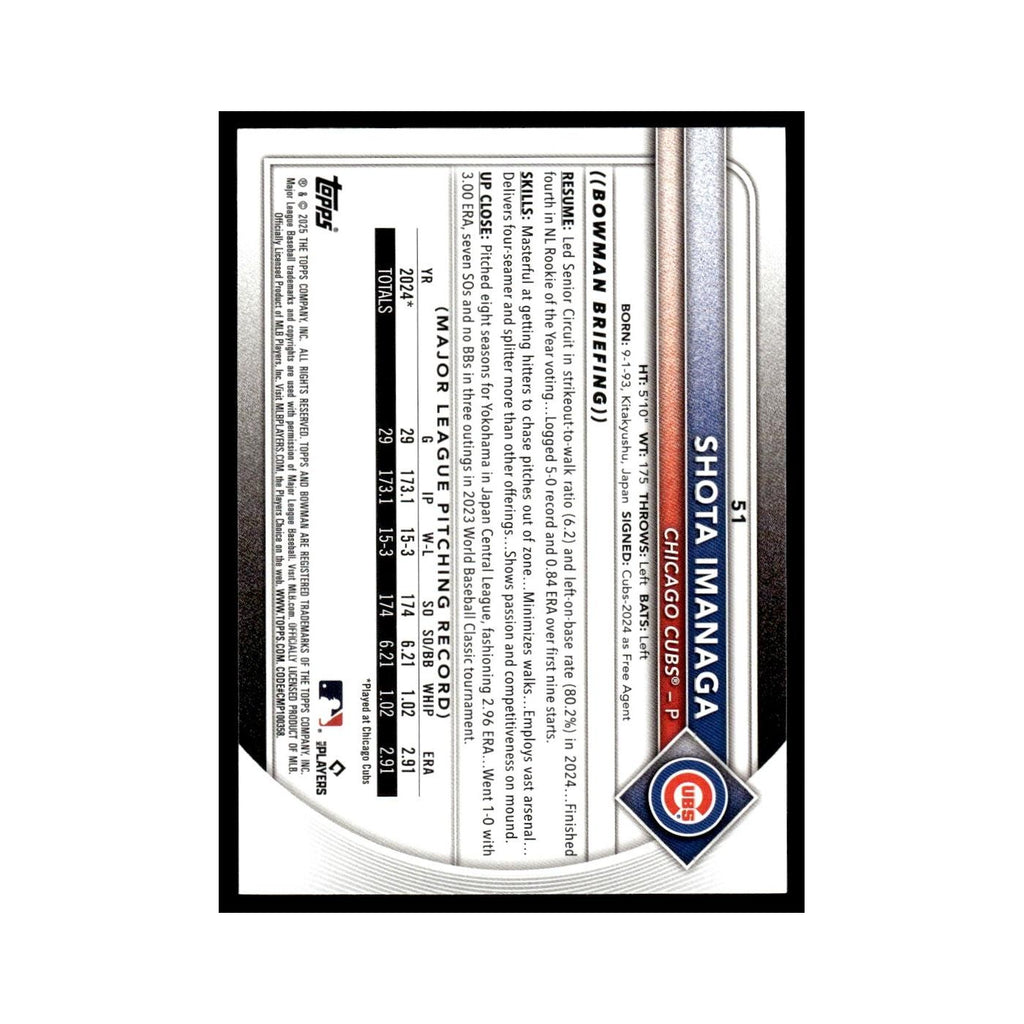 2025 Bowman Shota Imanaga Cubs #51