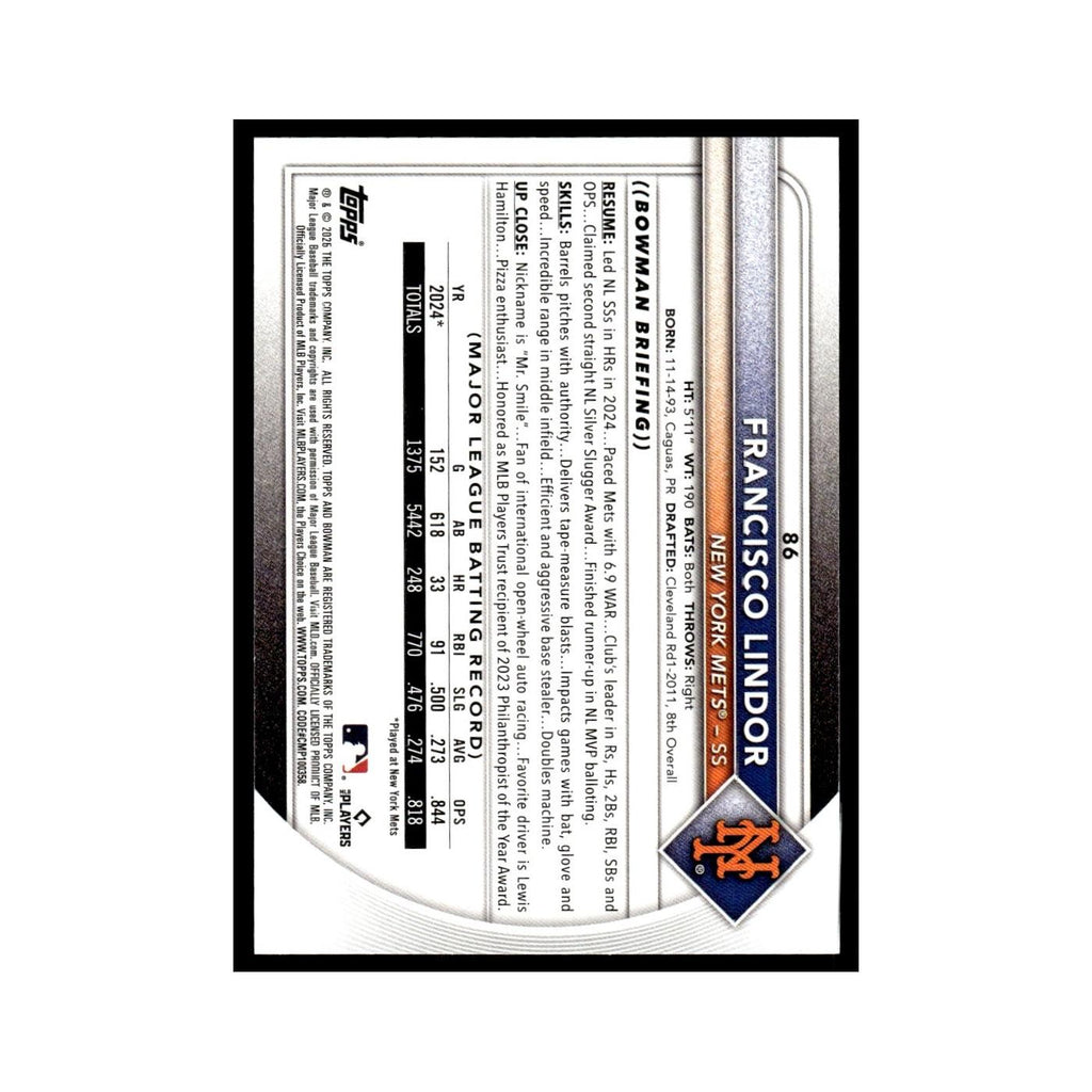 2025 Bowman Francisco Lindor Mets #86