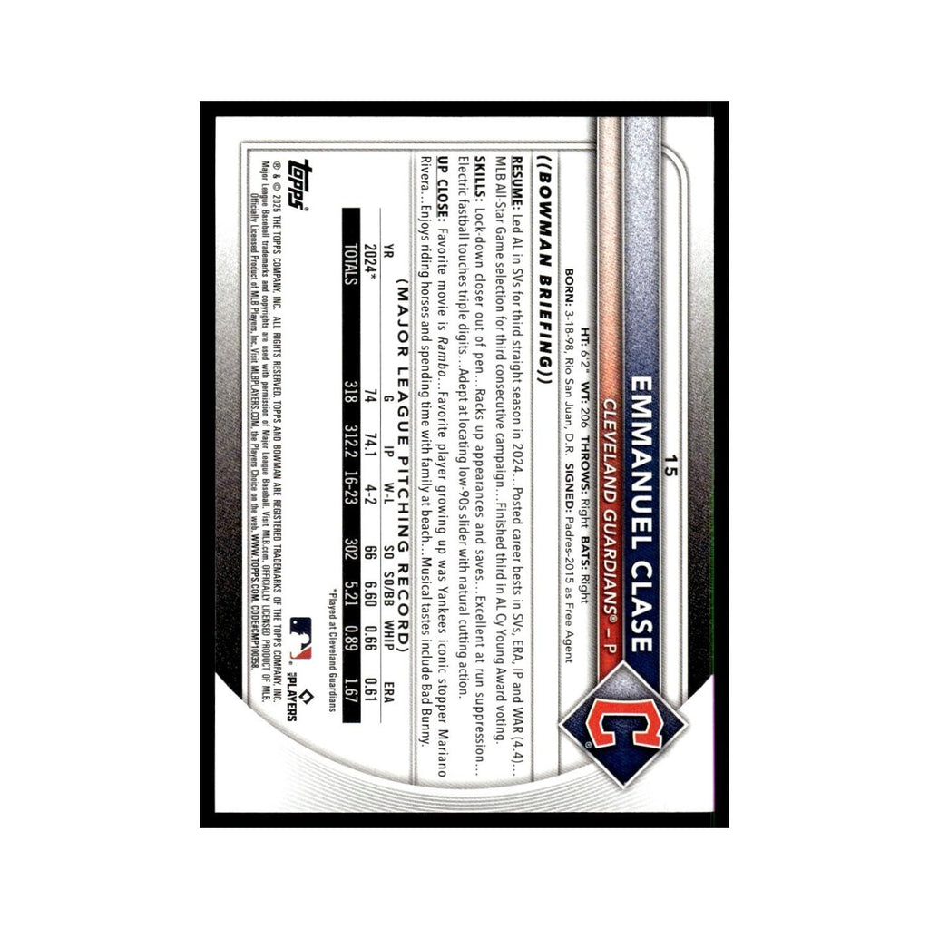 2025 Bowman Emmanuel Clase Guardians #15