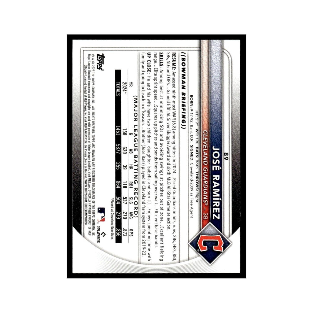 2025 Bowman Jose Ramirez Guardians #89