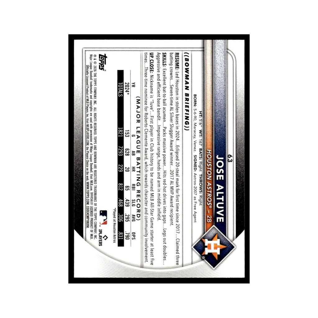 2025 Bowman Jose Altuve Astros #63