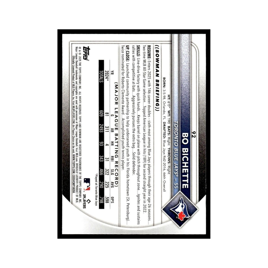 2025 Bowman Bo Bichette Blue Jays #92