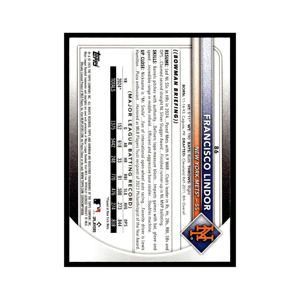 2025 Bowman Francisco Lindor Mets #86