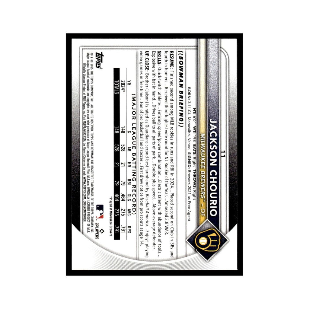 2025 Bowman Jackson Chourio Brewers #11