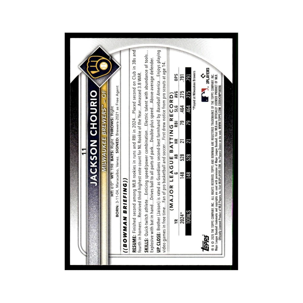 2025 Bowman Jackson Chourio Brewers #11