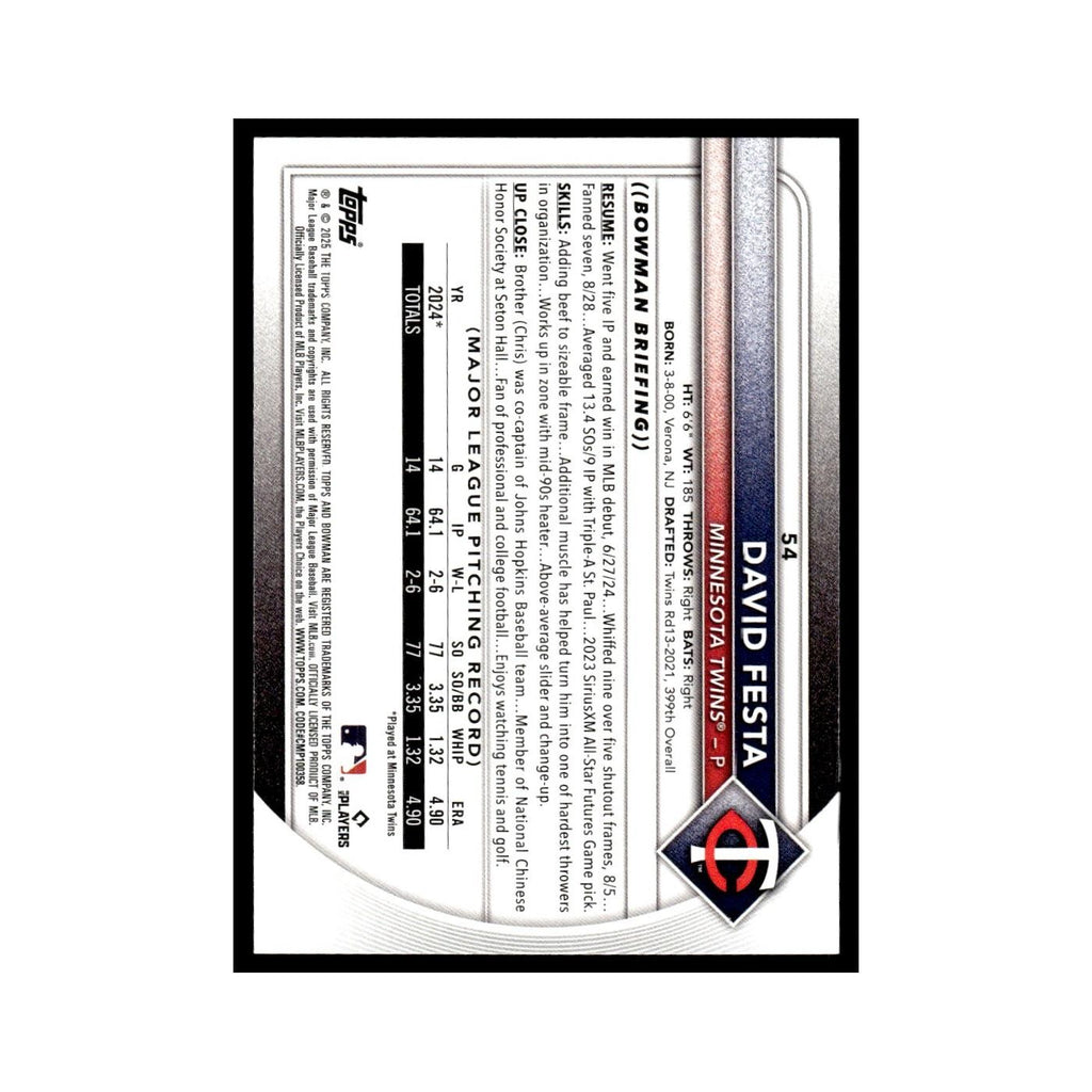 2025 Bowman David Festa RC Twins #54