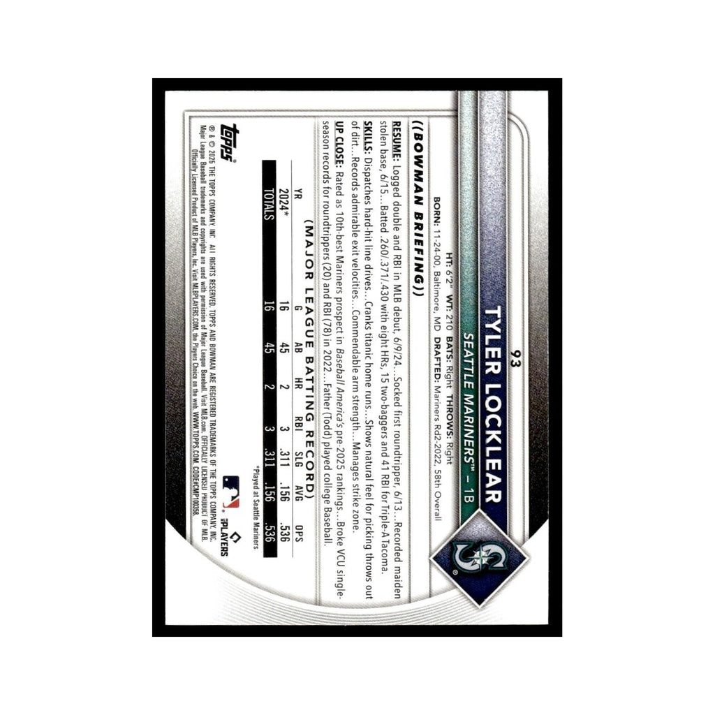 2025 Bowman Tyler Locklear RC Mariners #93