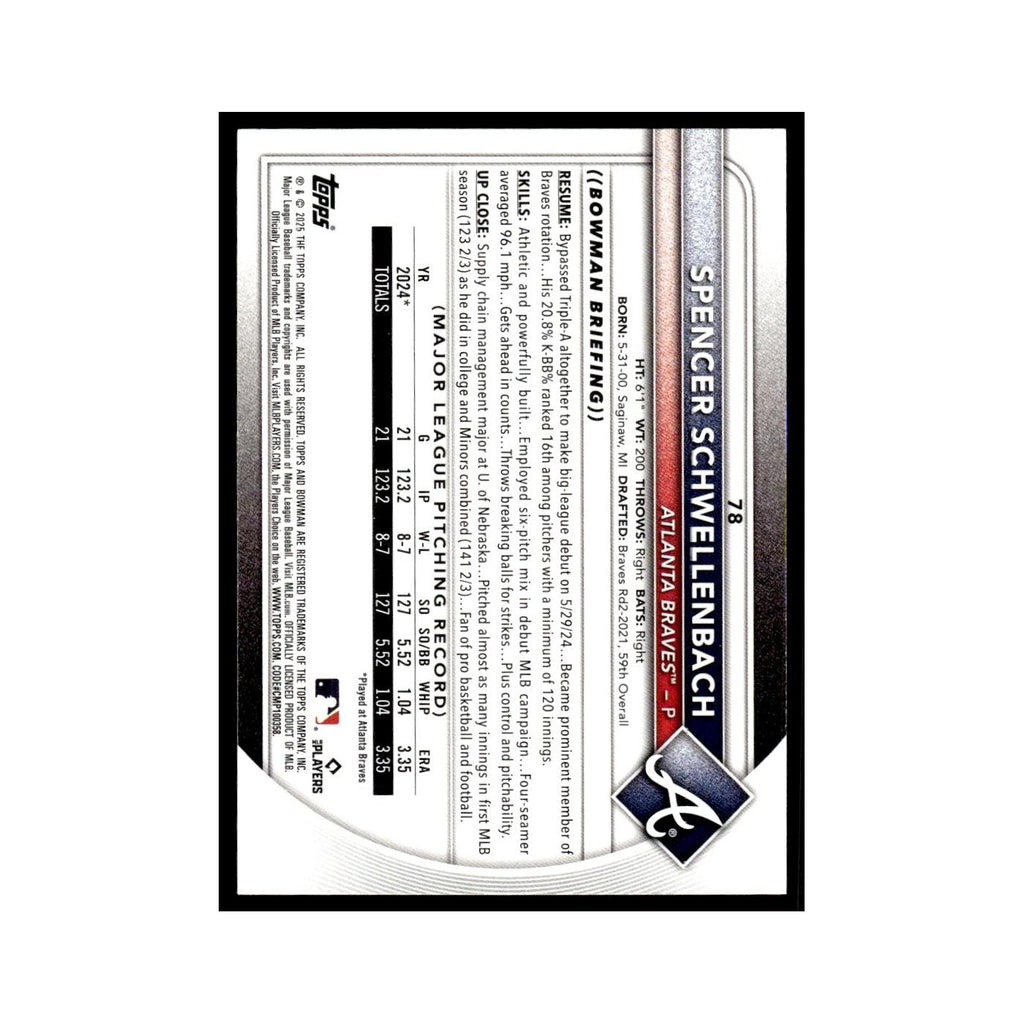 2025 Bowman Spencer Schwellenbach RC Braves #78