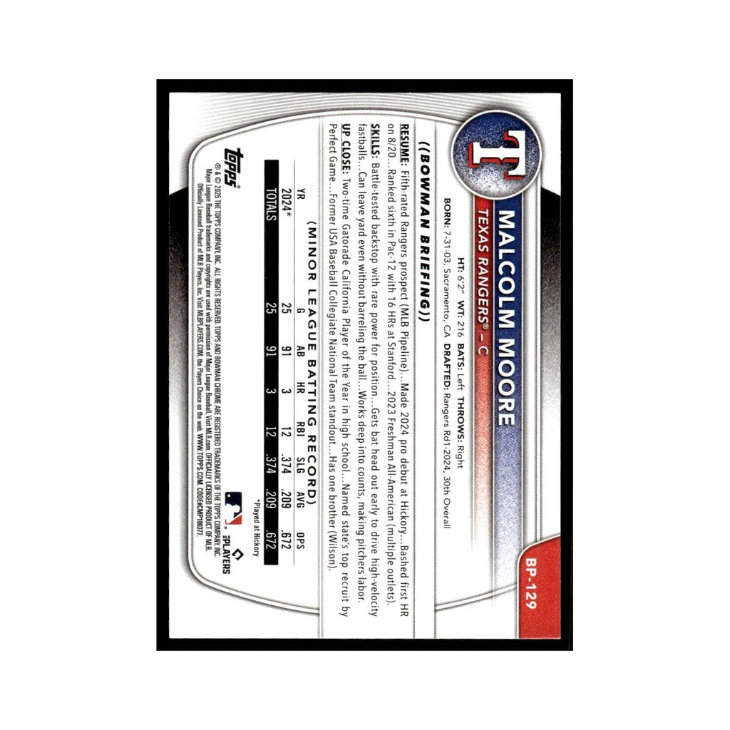 2025 Bowman Prospects Malcolm Moore Rangers #BP-129