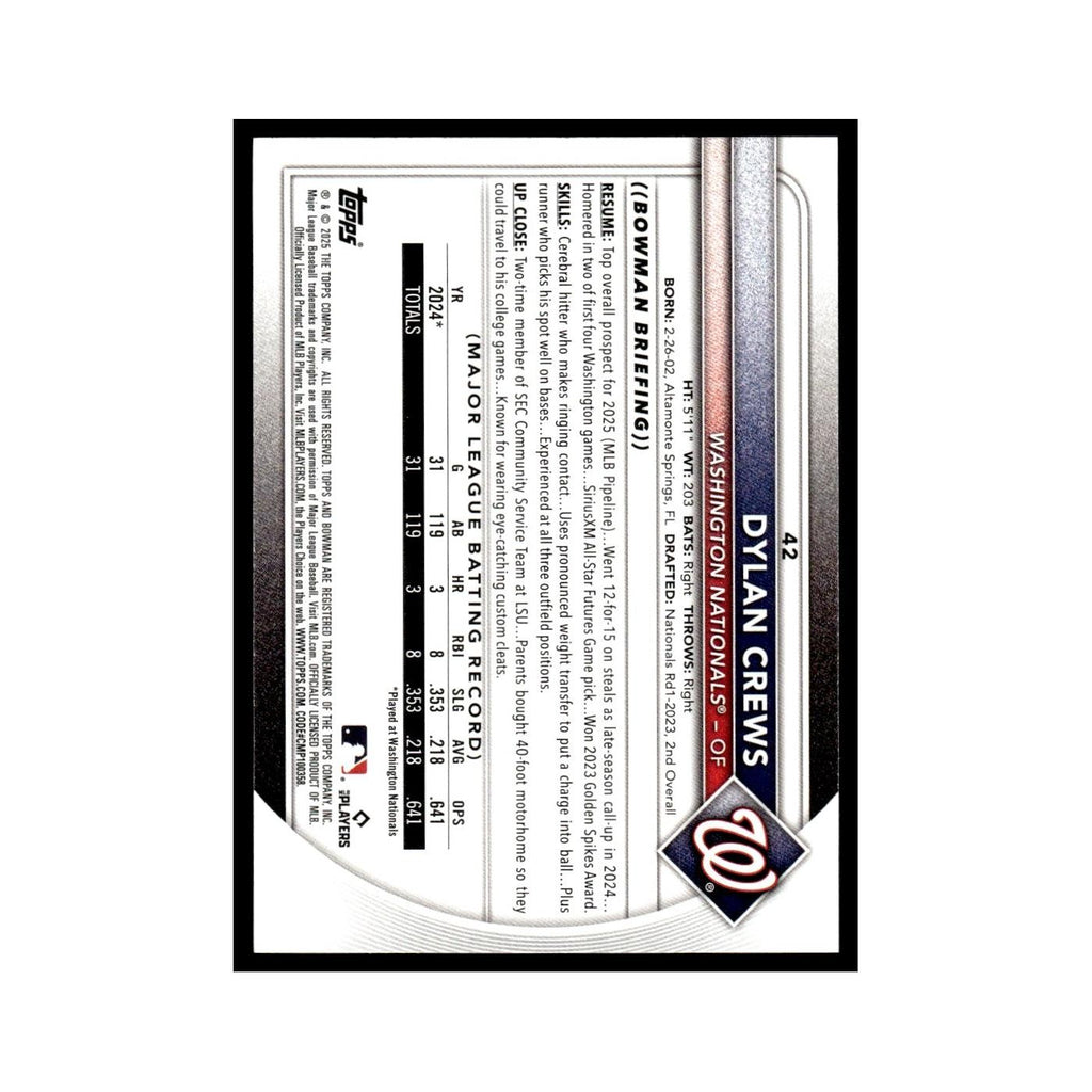 2025 Bowman Dylan Crews RC Nationals #42
