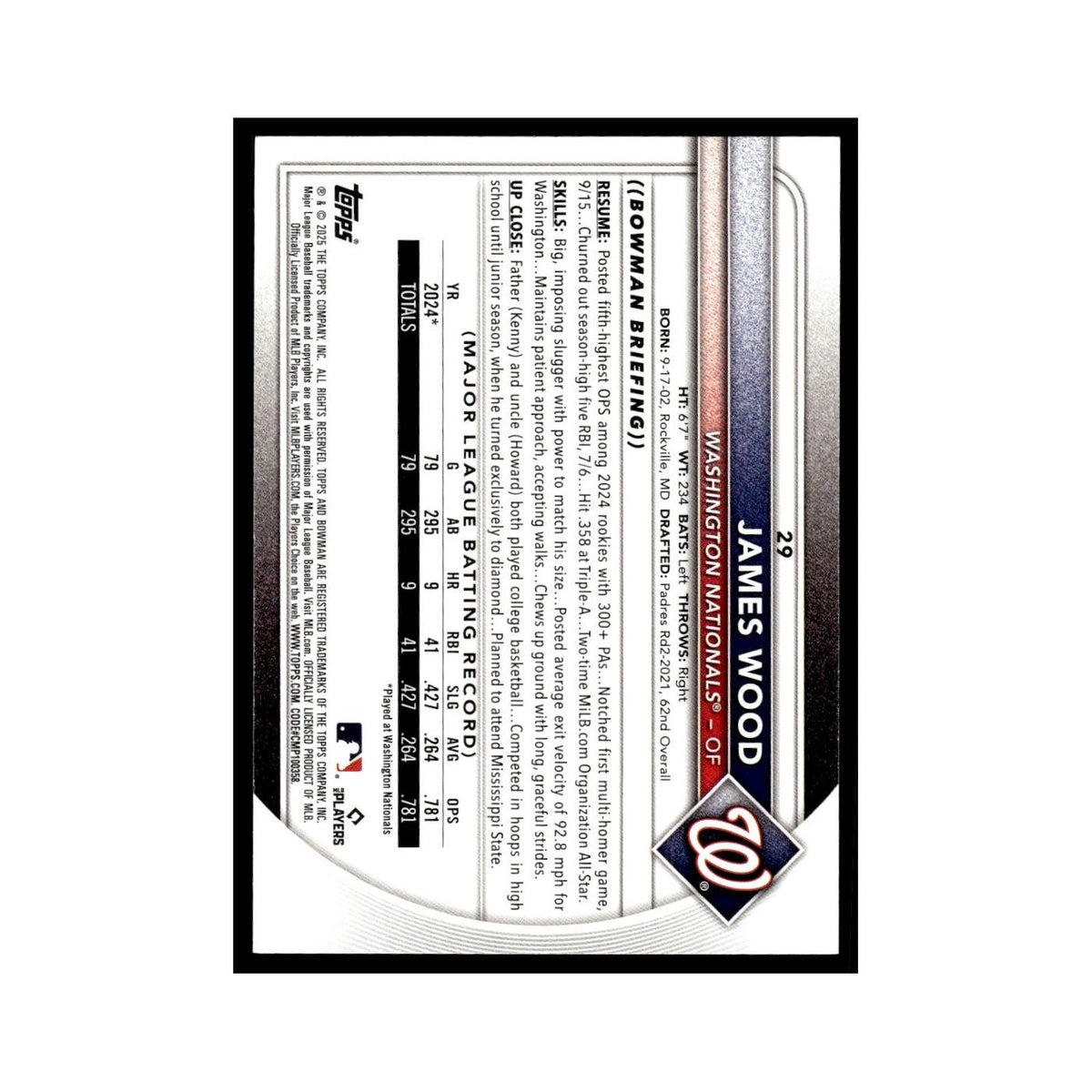 2025 Bowman James Wood RC Nationals #29
