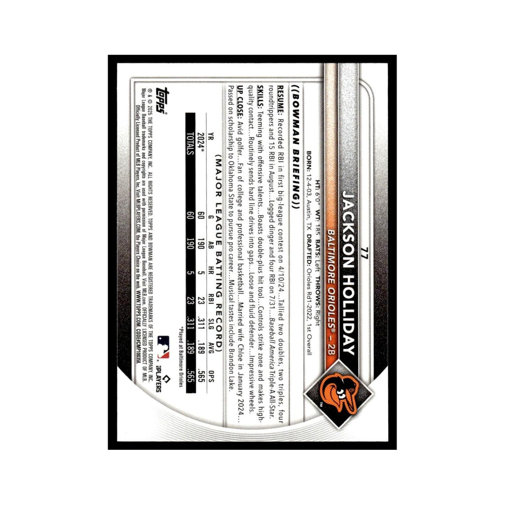 2025 Bowman Jackson Holliday Orioles #77