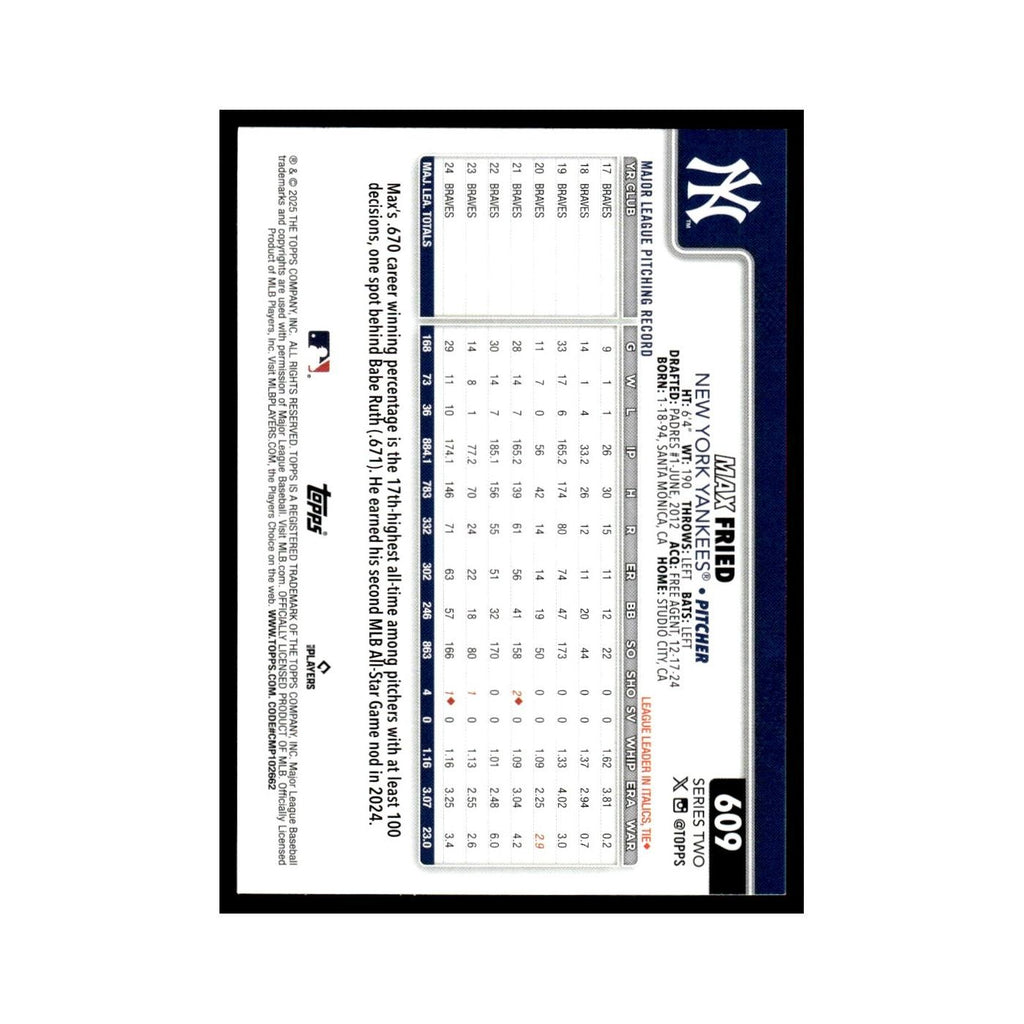 2025 Topps Max Fried Yankees #609