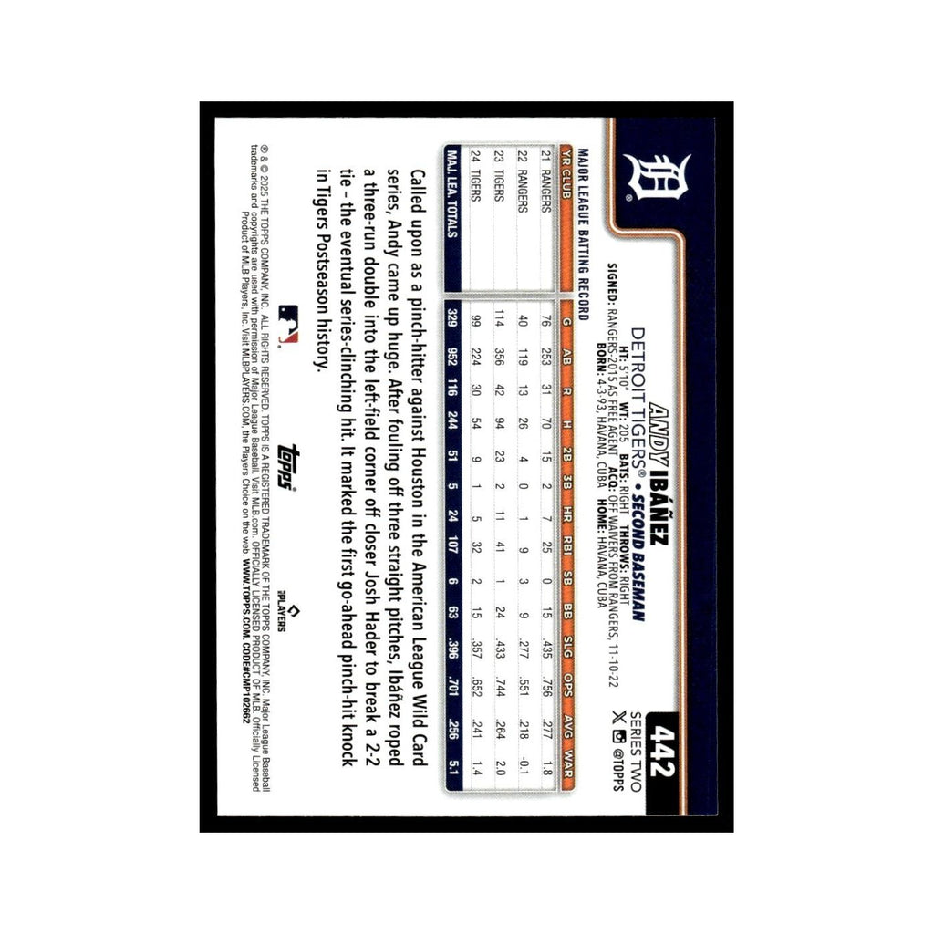2025 Topps Andy Ibanez Tigers #442