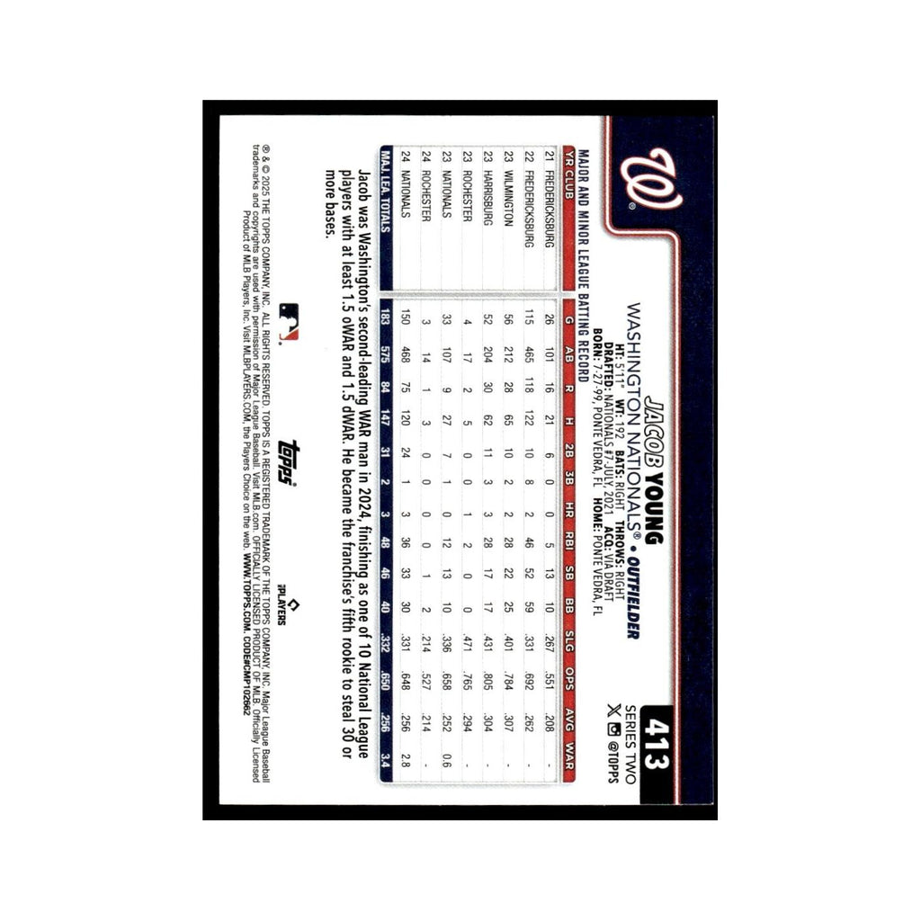 2025 Topps Jacob Young Nationals #413