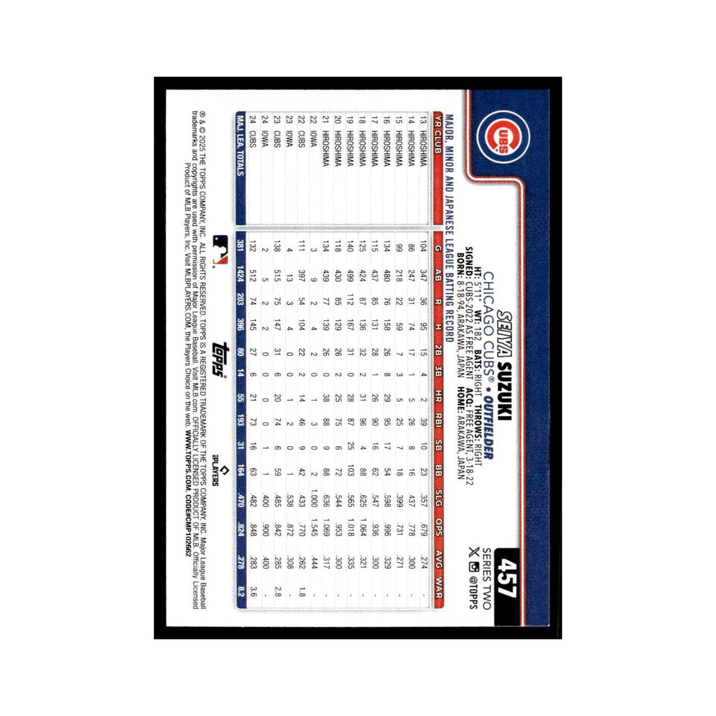 2025 Topps Seiya Suzuki Cubs #457
