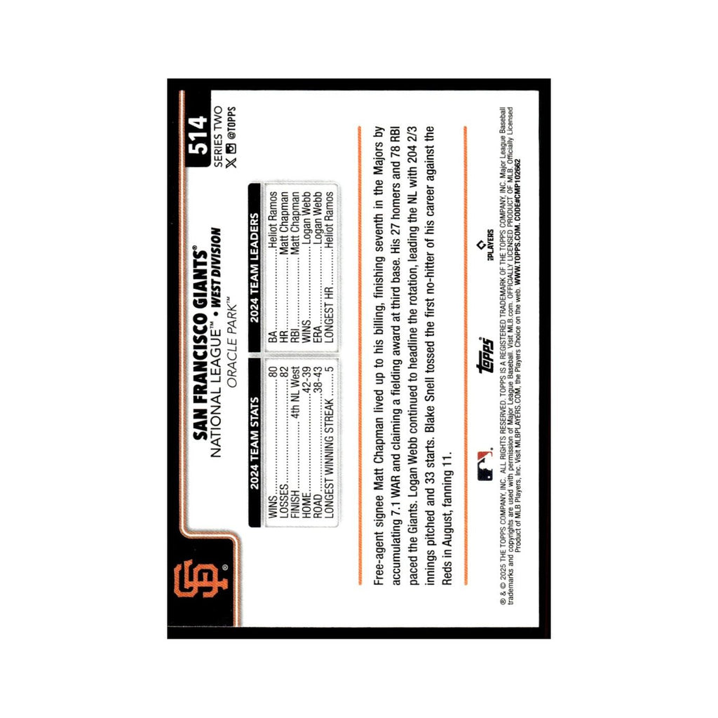 2025 Topps San Francisco Giants Giants #514