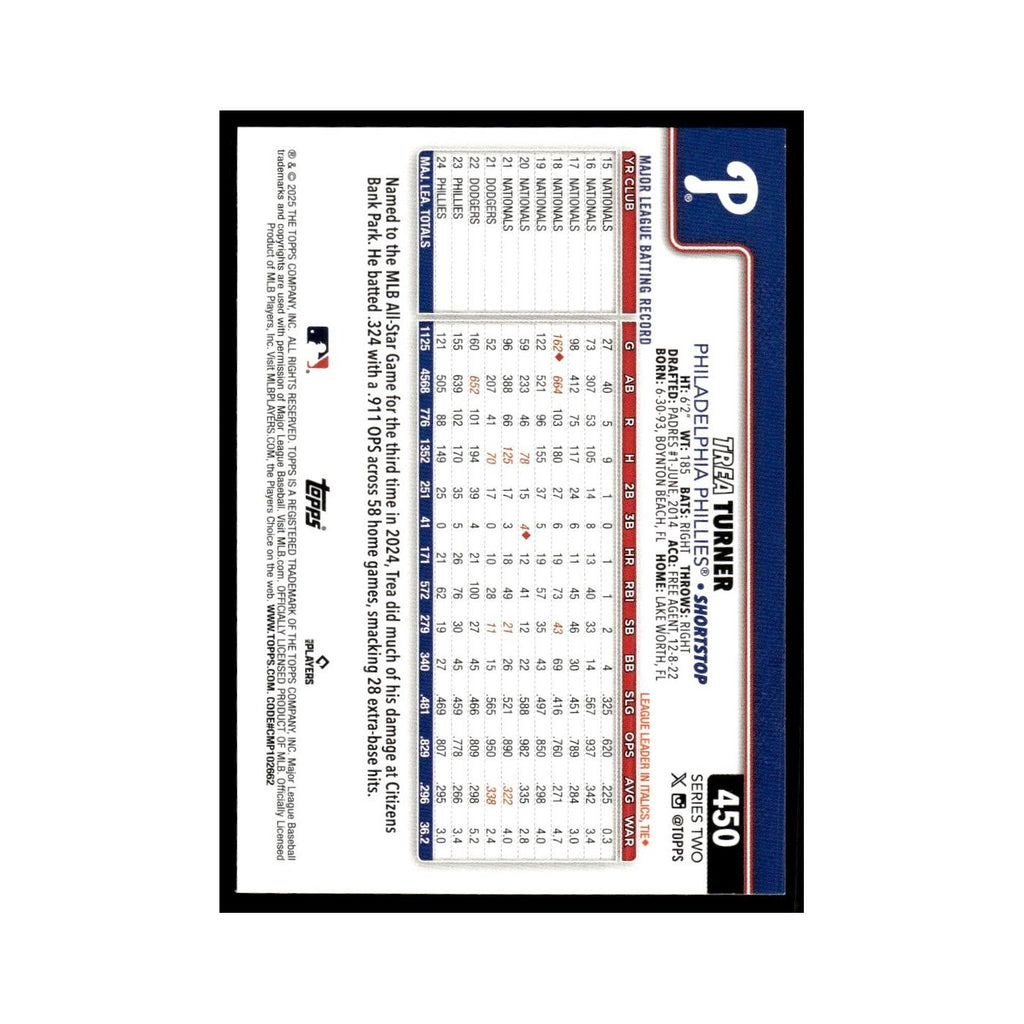 2025 Topps Trea Turner Phillies #450