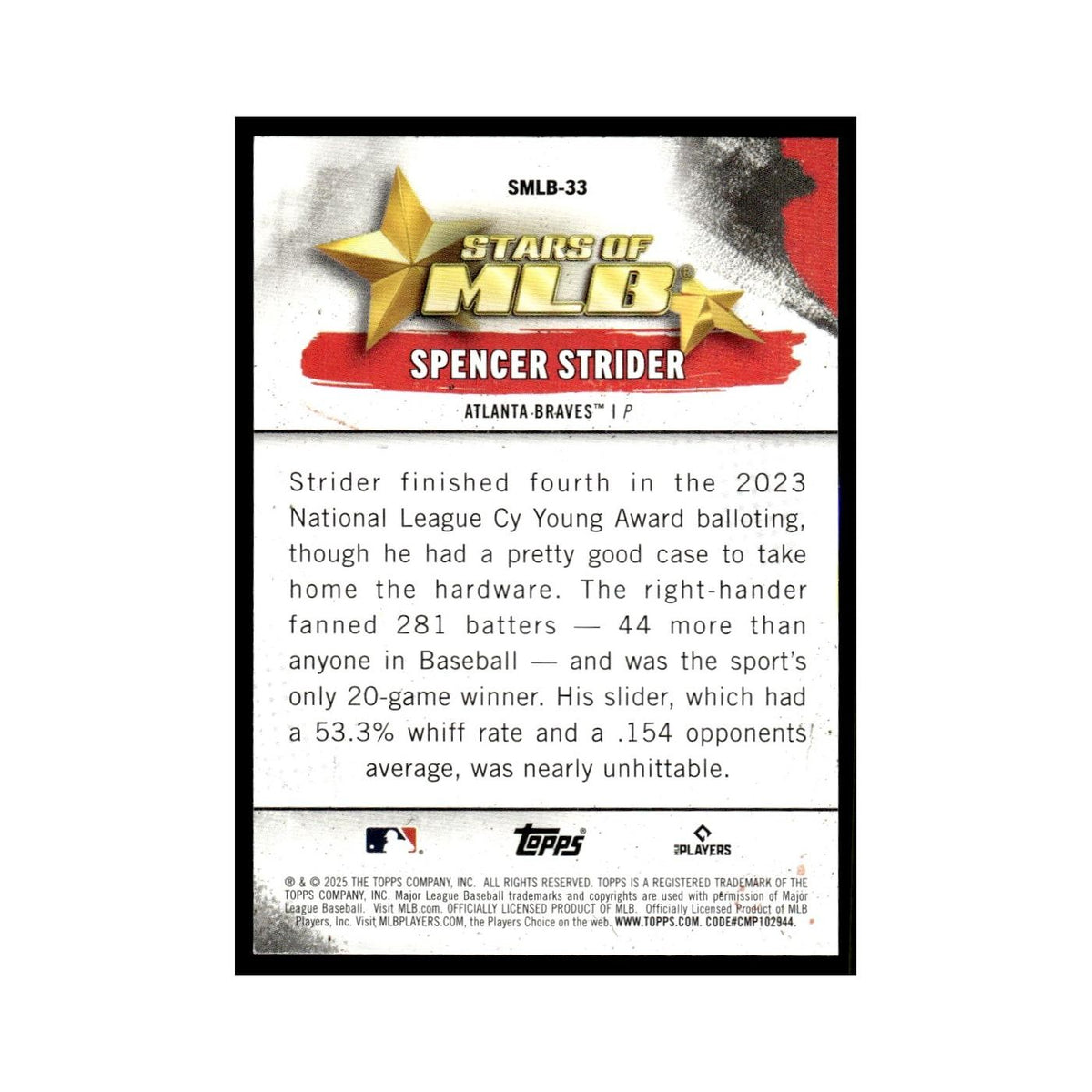 2025 Topps Stars of MLB Spencer Strider Braves #SMLB-33