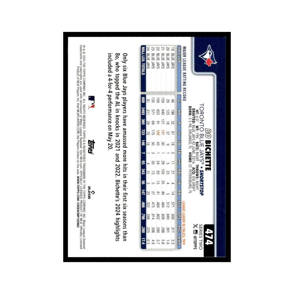 2025 Topps Bo Bichette Blue Jays #474