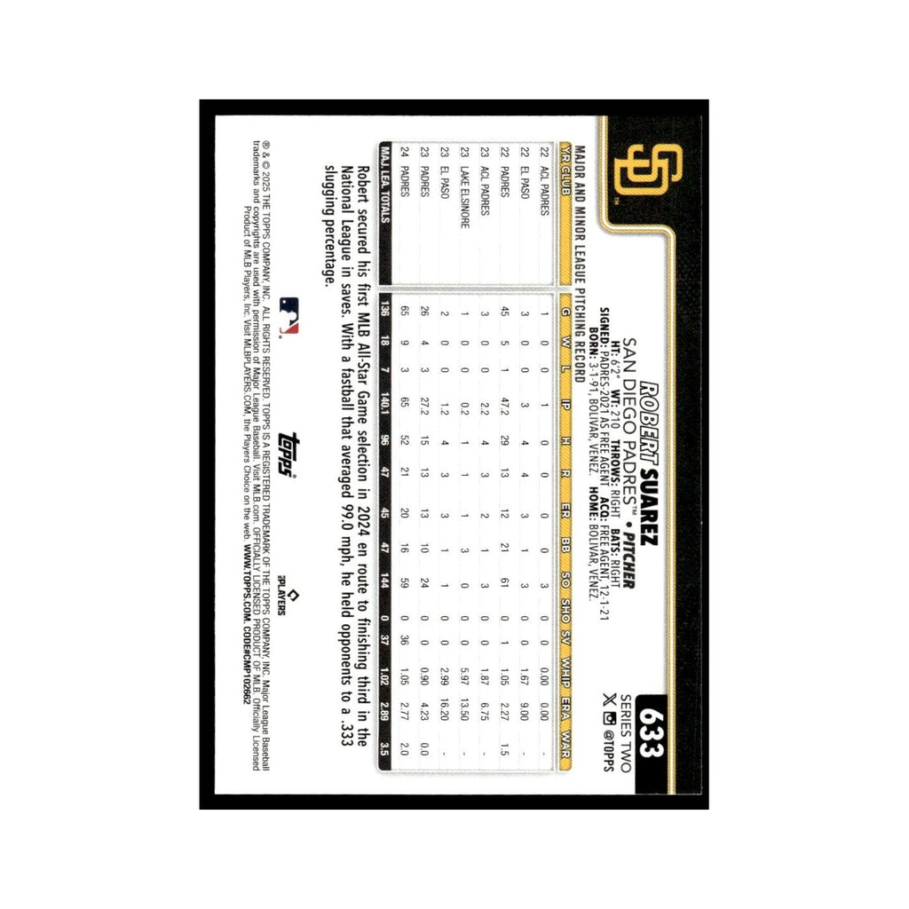 2025 Topps Robert Suarez Padres #633