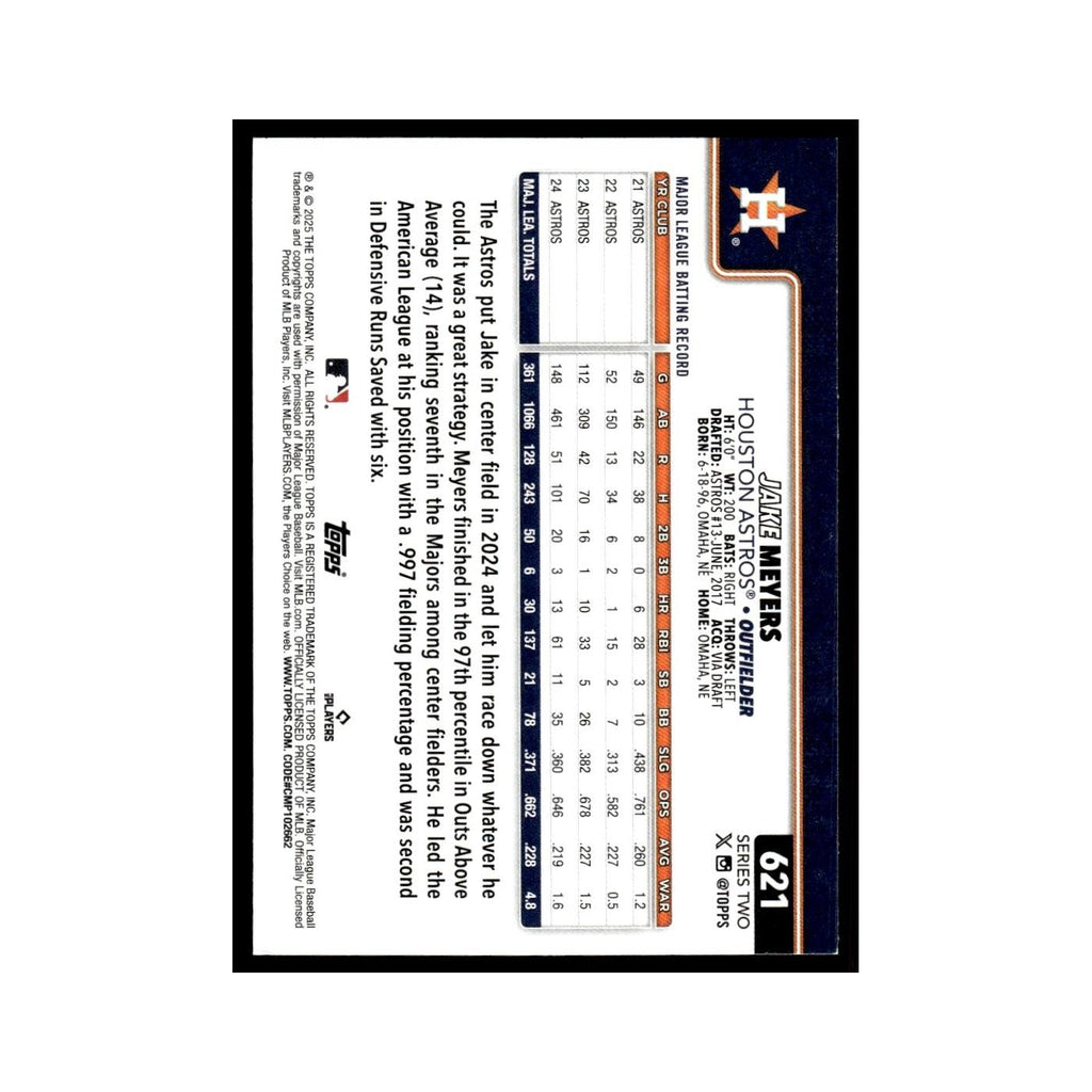 2025 Topps Jake Meyers Astros #621