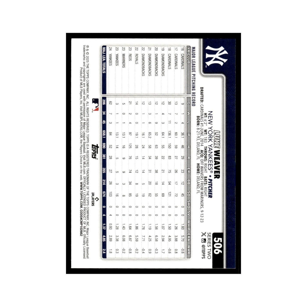2025 Topps Luke Weaver Yankees #506