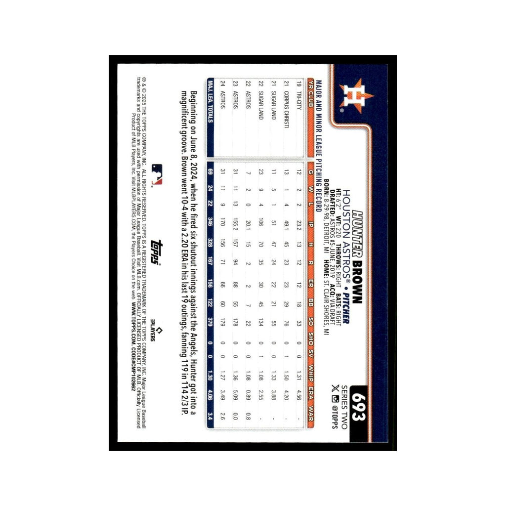 2025 Topps Hunter Brown Astros #693