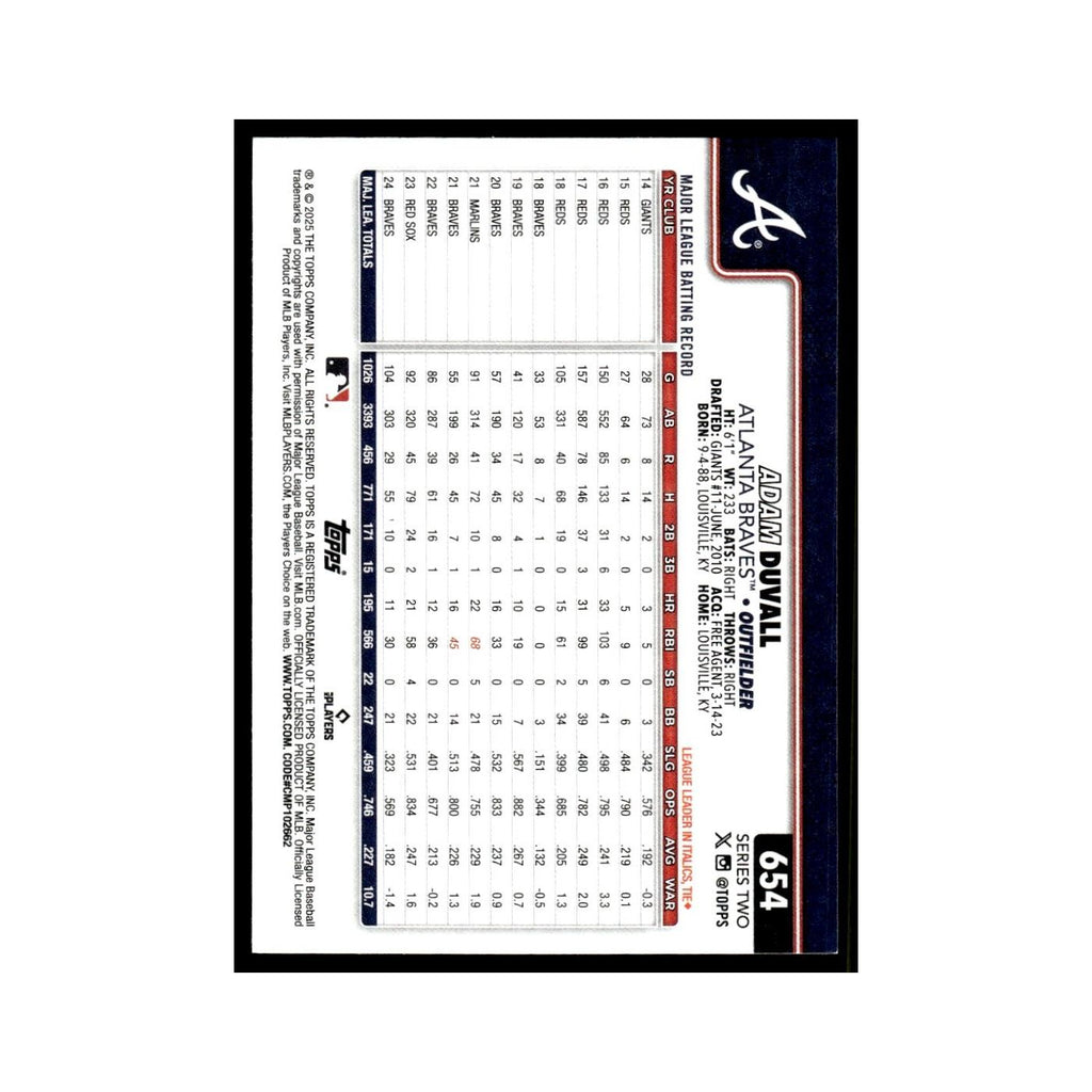 2025 Topps Adam Duvall Braves #654