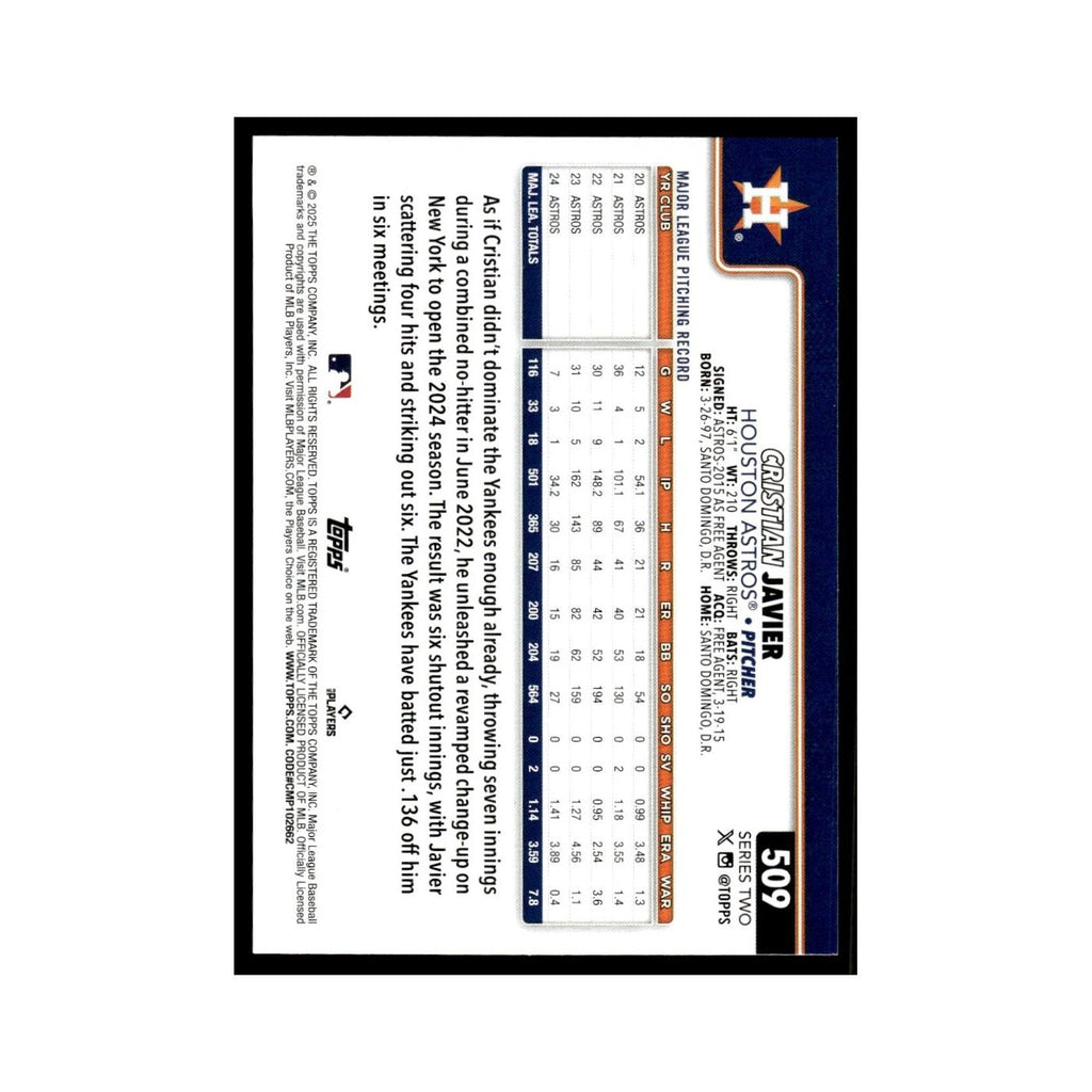 2025 Topps Cristian Javier Astros #509