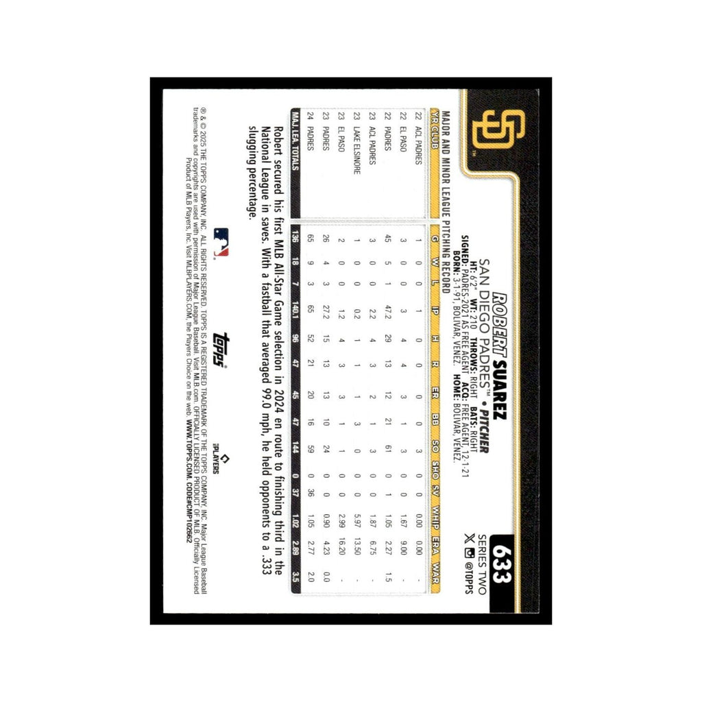 2025 Topps Robert Suarez Padres #633